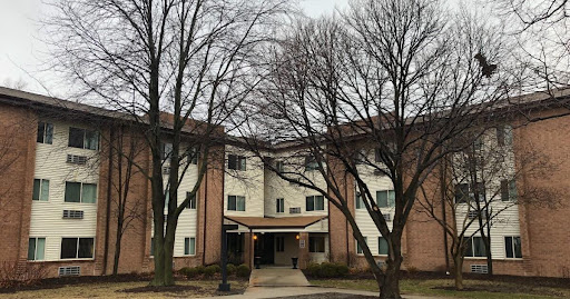 Multifamily apartment building exterior in winter