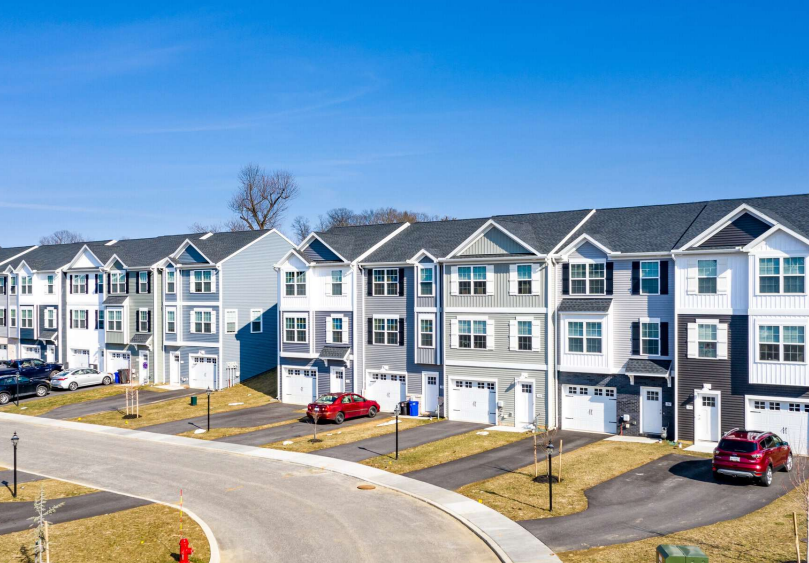 Multifamily townhome community exterior, illustrating when to sell an apartment building